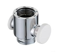 Desviador de flujo de cabezal de ducha con apagado manual y regulación ajustable para instalaciones estándar de brazo de ducha de 1/2 pulgada (plateado y blanco)