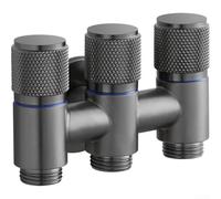 Desviador de válvula angular, llave de lavadora de cuatro vías de una en tres salidas, control de entrada de agua de tres salidas para múltiples electrodomésticos (gris)