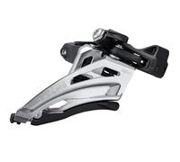 Desviador delantero Shimano Deore FD-M4100-M de 10 velocidades con doble giro lateral y abrazadera de banda frontal, color plateado y negro