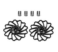 desviador Trasero Bicicleta, polea Rueda 13T Negro cerámico con Tubos adaptadores para Orificios de instalación 1 par