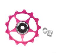 Desviador trasero para bicicleta de carretera 1113T con guía de eje de 4/5/6 mm, rodamientos de acero sellados, aleación de aluminio ligera para un mejor rendimiento de ciclismo (13T rosa rojo)