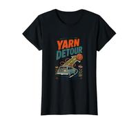Desvío de Viaje por Carretera para Amantes de los Hilos para Cazadores de Tiendas Locales Camiseta gráfica económica, Mujer, Negro, XS
