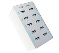 Deswtrer Cargador Multipuerto USB de 50 W Cargador de Carga RáPida Hub Cargador de Carga RáPida de 10 Puertos Cargador de Base de Carga de Escritorio (UE)