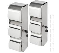 Desyeryamimi 2Pcs Commercial Toilet Paper Holder with Lock- 3 Roll Stainless Steel Toilet Paper/Tissue Dispenser Wall Mount- Double Roll Toilet Tissue Holder for Bathroom/Restroom