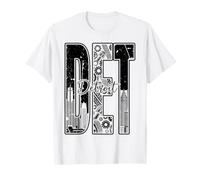 DET Detroit Motor City Engranajes industriales y Horizonte Camiseta