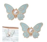 Detachable Butterfly Clips, 2-Pack Detachable Butterfly Clips,Buckle Clasp, Adjustable Pant Waist Tightener,Buttons Pins for The Loose Jeans (Blue)