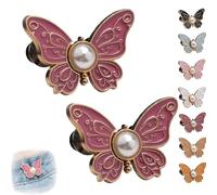 Detachable Butterfly Clips, 2-Pack Detachable Butterfly Clips, Reusable PantWaist Tightener, No-Sew Instant Waist Buckles for Loose Jeans Jackets Coats Shirts Overalls (Purple)