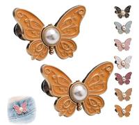 Detachable Butterfly Clips, 2-Pack Detachable Butterfly Clips, Reusable PantWaist Tightener, No-Sew Instant Waist Buckles for Loose Jeans Jackets Coats Shirts Overalls (Orange)