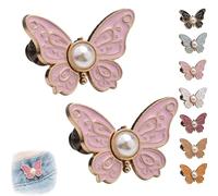 Detachable Butterfly Clips, 2-Pack Detachable Butterfly Clips, Reusable PantWaist Tightener, No-Sew Instant Waist Buckles for Loose Jeans Jackets Coats Shirts Overalls (Pink)