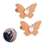Detachable Butterfly Clips，Adjustable Pant Waist Tightener，Waist Buckle Sets No Sew and No Tools Decorative Waist Buckle (Light Orange 2PCs)