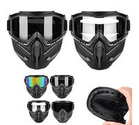 Detachable Full Face Goggle Mask,Detachable Full Face Goggles,Windproof Anti-Fog HD Goggle Mask with Comfortable Sponge Pad,for Welding Riding Cutting and Outdoor Sports (Set B)