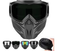 Detachable Full Face Goggle Mask,Detachable Full Face Goggles,Windproof Anti-Fog HD Goggle Mask with Comfortable Sponge Pad,for Welding Riding Cutting and Outdoor Sports (Black)