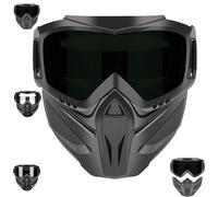 Detachable Full Face Goggle Mask for Men, Anti-Fog Grass Cutting & Motorcycle Riding Shield, Impact-Resistant Breathable Face Protection for Dust, Lightweight PP Frame (B)