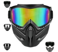 Detachable Full Face Goggle Mask for Men, Anti-Fog Grass Cutting & Motorcycle Riding Shield, Impact-Resistant Breathable Face Protection for Dust, Lightweight PP Frame (A)