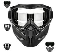Detachable Full Face Goggle Mask for Men, Anti-Fog Grass Cutting & Motorcycle Riding Shield, Impact-Resistant Breathable Face Protection for Dust, Lightweight PP Frame (D)