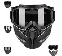 Detachable Full Face Goggle Mask for Men, Anti-Fog Grass Cutting & Motorcycle Riding Shield, Impact-Resistant Breathable Face Protection for Dust, Lightweight PP Frame (C)