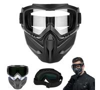 Detachable Full Face Goggle Mask,Windproof Grass Cutting Mask,HD Anti-Fog Grass Cutting Goggles for Welding Riding Paintball (Clear)