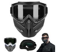 Detachable Full Face Goggle Mask,Windproof Grass Cutting Mask,HD Anti-Fog Grass Cutting Goggles for Welding Riding Paintball (Gray)