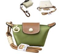 Detachable Nylon Wrist Strap Coin Purse,Mini Nylon Dumpling Bag,Portable Travel Money Bag with Zipper & Keychain (Green)