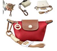 Detachable Nylon Wrist Strap Coin Purse,Mini Nylon Dumpling Bag,Portable Travel Money Bag with Zipper & Keychain (Burgundy)