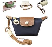 Detachable Nylon Wrist Strap Coin Purse,Mini Nylon Dumpling Bag,Portable Travel Money Bag with Zipper & Keychain (Dark Blue)