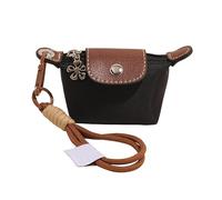 Detachable Nylon Wrist Strap Coin Purse, Mini Nylon Dumpling Bag, Small Bag Keychain Wallet (Black)