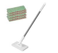 Detachable Push-Button Mop - Mop Set | Non Slip Grip with 4 Rags | Dry Mops for Hardwood Floors for Outdoor Living Room Bathroom Kitchen Apartment Office School Classroom Hotel Window Mirror