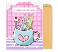 Detail Home Tarjeta Grande Despedida Trabajo 42x30 cm con Sobre - Regalo original para profesores y maestras - Postal despedida Firmas de Alumnos - Tarjeta Felicitación Fin de Curso