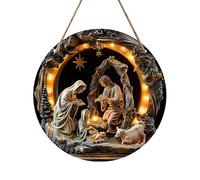 Detailed Nativity Carvings, Christmas Door Pendant, Nativity Scene Wall Decor, Window Nativity Ornament, Fireplace Nativity Scene, Ornate Wooden Nativity Scene for Decorating Door, Mantel, and Tree