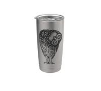 Detailed Wise Owl Black Line Art Illustration Vaso térmico de acero inoxidable de doble pared