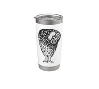 Detailed Wise Owl Black Line Art Illustration Vaso térmico de acero inoxidable de doble pared