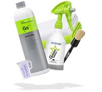 detailmate Green Star Juego de Limpieza Interior: Koch Chemie GreenStar Universal Cleaner 1L, KWAZAR Mercury Spray Bottle Green Edition 0,5l ph 8-14 suitable, Paño de Microfibra, Cepillo Valet Pro