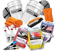 detailmate Juego completo para el sistema de lavado de 2 cubos con 2 cubos + 2 insertos, espuma de nieve, champú para coche, espuma, guante de lavado y paño seco.