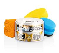 detailmate Juego de cera: Soft99 Extreme Gloss Wax The Kiwami Light, cera de carnaúba para coche, sellador de pintura con esponja, 200 g, paño de limpieza naranja ultrasuave de microfibra 550 g/m²