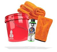 detailmate Juego de lavado para coche Nuke Guys Thick Shampoo 500ml + guante de microfibra + Liquid Elements paño seco Orange Baby XL + cubo de lavado 3,5GAL rojo para un lavado óptimo de mano