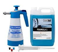 detailmate Juego de prelavado: ValetPRO Foamula 1 (5 L) - Snow Foam + Gloria Foammaster FM 10 - 1 L + dispensador de bomba