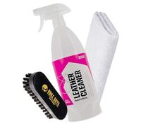 detailmate Juego para limpieza y cuidado de piel, tapicería y textiles | GYEON Q²M Leather Cleaner Mild 1L + Nuke Guys Cepillo S + paño de microfibra
