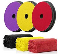 detailmate Koch Chemie - Juego de almohadillas de pulido Koch Chemie Micro Cut Pad 150 x 23 mm + Koch Chemie Fine Cut Pad 150 x 23 mm + Koch Chemie Heavy Cut Pad 150 x 23 mm + 3 paños de microfibra,