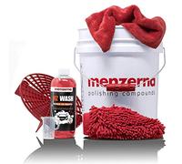 detailmate Menzerna Car Wash Set - GritGuard Bucket 5 Gal con inserto Grit Guard y Snappy Grip + MZ Wash Shampoo 1L + Microfibre Wash Glove + Microfibre Polishing Clishing 40x40 cm + Taza medidora