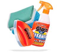 detailmate Paquete de limpieza y sellado para parabrisas de coche: limpiador de cristal Soft99 Glaco de Cleaner 400 ml + Soft99 Glaco Q Sellador de discos 75 ml + 2 paños de pulido