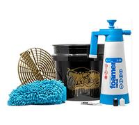 detailmate Set de lavado a mano: GritGuard cubo de lavado 3,5 GAL (aprox. 13 L) + Kwazar Venus Super Foamer Cleaning Pro + 2 L de guante de lavado de chenilla - Juego de lavado de coche