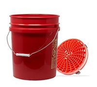 detailmate Set de lavado de coche con cubo rojo de 19 litros (19 l) con Detalle Guardz Dirt Lock cubo de lavado rojo para un lavado a mano sin arañazos.