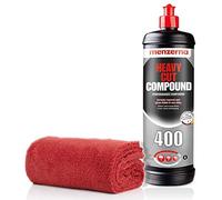 Detailmate - Set de limpieza de coche - Set de pulido Menzerna Heavy Cut, corte medio, acabado, cera de carnauba/polímero + gamuza de microfibra para pulir la pintura (400 Heavy Cut - 1L)