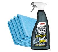 detailmate Sonax FelgenBeast Winter Edición Especial 1L Set Basic: Limpiador llantas sin ácido con indicador acción para la limpieza suave las llantas en invierno + 4 paños microfibra 40x40cm, 320GSM