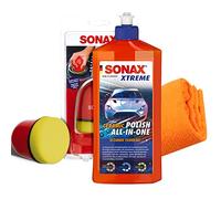detailmate Sonax - Pulido de cerámica todo en uno, 0,5 L + Esponja de pulido Sonax P-Ball, paño de microfibra 550 g/m², juego de pulido de manos para coche