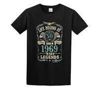 Details About Life Begins At 50 Born In 1969 Year of Legends 50Th Birthday Unisex 100% Cotton T-Shirts Black XL