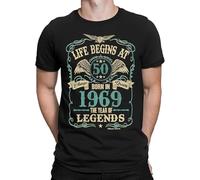 Details About Life Begins at 50 Mens Shirt Large Born in 1969 Year of Legends 50th Birthday XL Black
