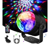 Detake Ball Disco, 360° Rotación Bola Facetada Control Vocal Lámpara de Escena, Colores Luz Fiesta con Control Remoto - Efecto de Luz Dinámica 3W RGB, 4M Cable USB para Fiesta/Navidad/Bar/Club/DJ
