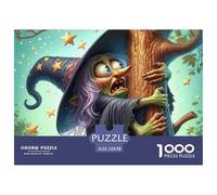 Detallado Puzzle 1000 Piezas Bruja Abrazo Árbol, Loca Bruja Papel Reciclado, Juego Educativo Desafío 52x38cm
