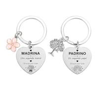 Detalles Bautizo Para Invitados, Padrinos Bautizo Propuesta Llavero Set | Pack de 2 llaveros. Quieres ser mi madrina y quieres ser mi padrino regalo. Recuerdos bautizo y detalles boda para invitados.
